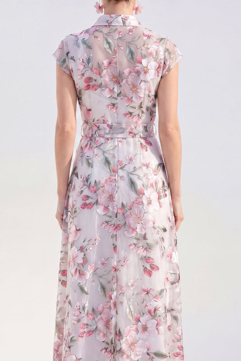 Load image into Gallery viewer, White Long Floral Cap Sleeves A Line Mother of the Bride Dress