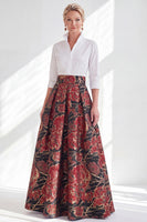 Load image into Gallery viewer, A Line 3/4 Sleeves Blue Pink Flower Long Mother of the Bride Dress