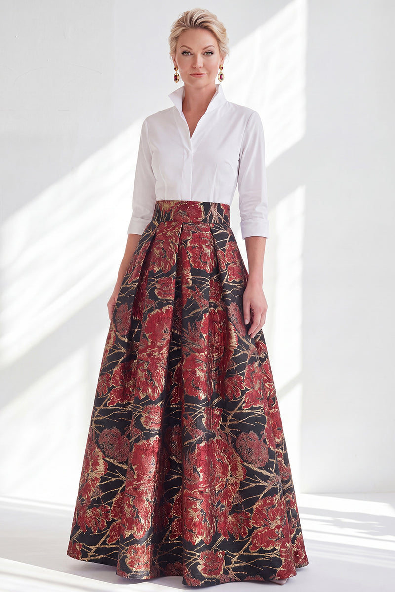 Load image into Gallery viewer, A Line 3/4 Sleeves Blue Pink Flower Long Mother of the Bride Dress