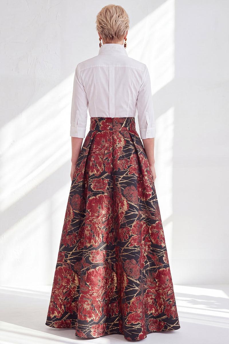 Load image into Gallery viewer, A Line 3/4 Sleeves Blue Pink Flower Long Mother of the Bride Dress