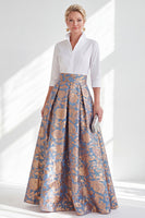 Load image into Gallery viewer, A Line 3/4 Sleeves Blue Pink Flower Long Mother of the Bride Dress