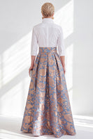 Load image into Gallery viewer, A Line 3/4 Sleeves Blue Pink Flower Long Mother of the Bride Dress