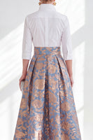 Load image into Gallery viewer, A Line 3/4 Sleeves Blue Pink Flower Long Mother of the Bride Dress