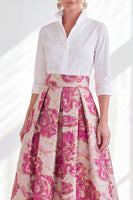 Load image into Gallery viewer, A Line 3/4 Sleeves Blue Pink Flower Long Mother of the Bride Dress