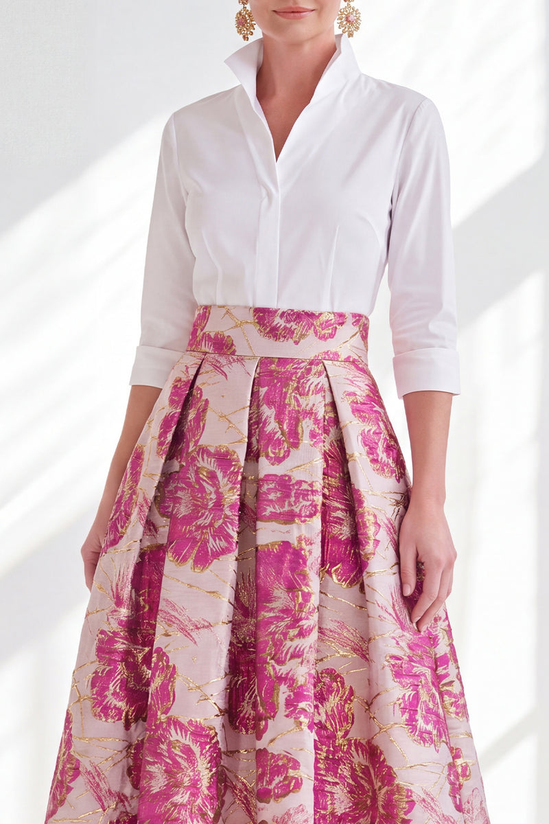 Load image into Gallery viewer, A Line 3/4 Sleeves Blue Pink Flower Long Mother of the Bride Dress