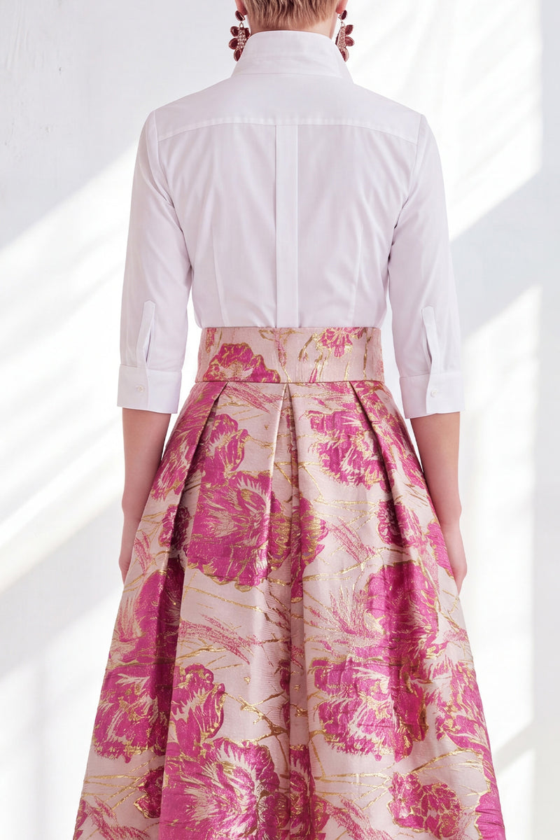 Load image into Gallery viewer, A Line 3/4 Sleeves Blue Pink Flower Long Mother of the Bride Dress