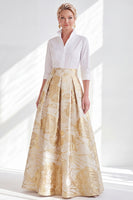 Load image into Gallery viewer, A Line 3/4 Sleeves Blue Pink Flower Long Mother of the Bride Dress