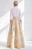 Load image into Gallery viewer, A Line 3/4 Sleeves Blue Pink Flower Long Mother of the Bride Dress