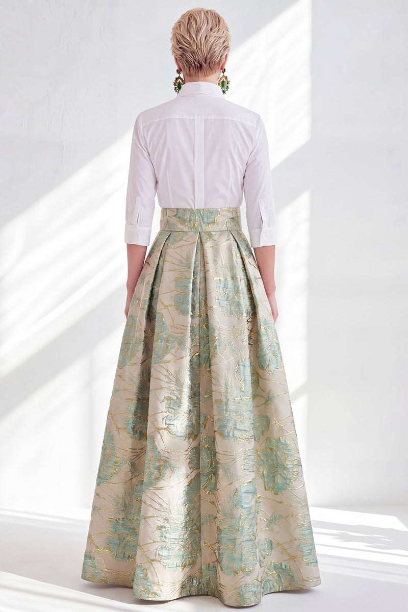 Load image into Gallery viewer, A Line 3/4 Sleeves Blue Pink Flower Long Mother of the Bride Dress