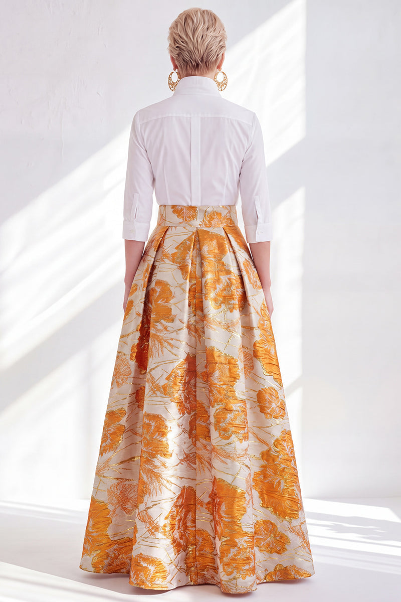 Load image into Gallery viewer, A Line 3/4 Sleeves Blue Pink Flower Long Mother of the Bride Dress