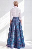Load image into Gallery viewer, A Line 3/4 Sleeves Blue Pink Flower Long Mother of the Bride Dress