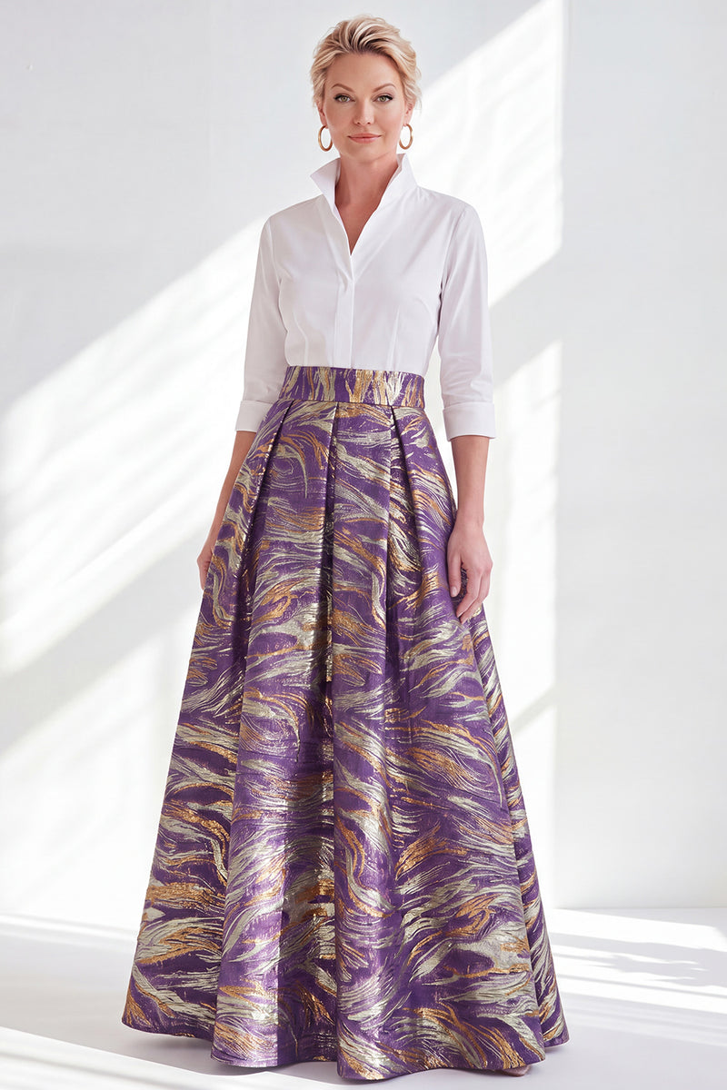 Load image into Gallery viewer, A Line 3/4 Sleeves Blue Pink Flower Long Mother of the Bride Dress