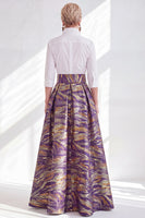 Load image into Gallery viewer, A Line 3/4 Sleeves Blue Pink Flower Long Mother of the Bride Dress