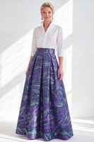 Load image into Gallery viewer, A Line 3/4 Sleeves Blue Pink Flower Long Mother of the Bride Dress
