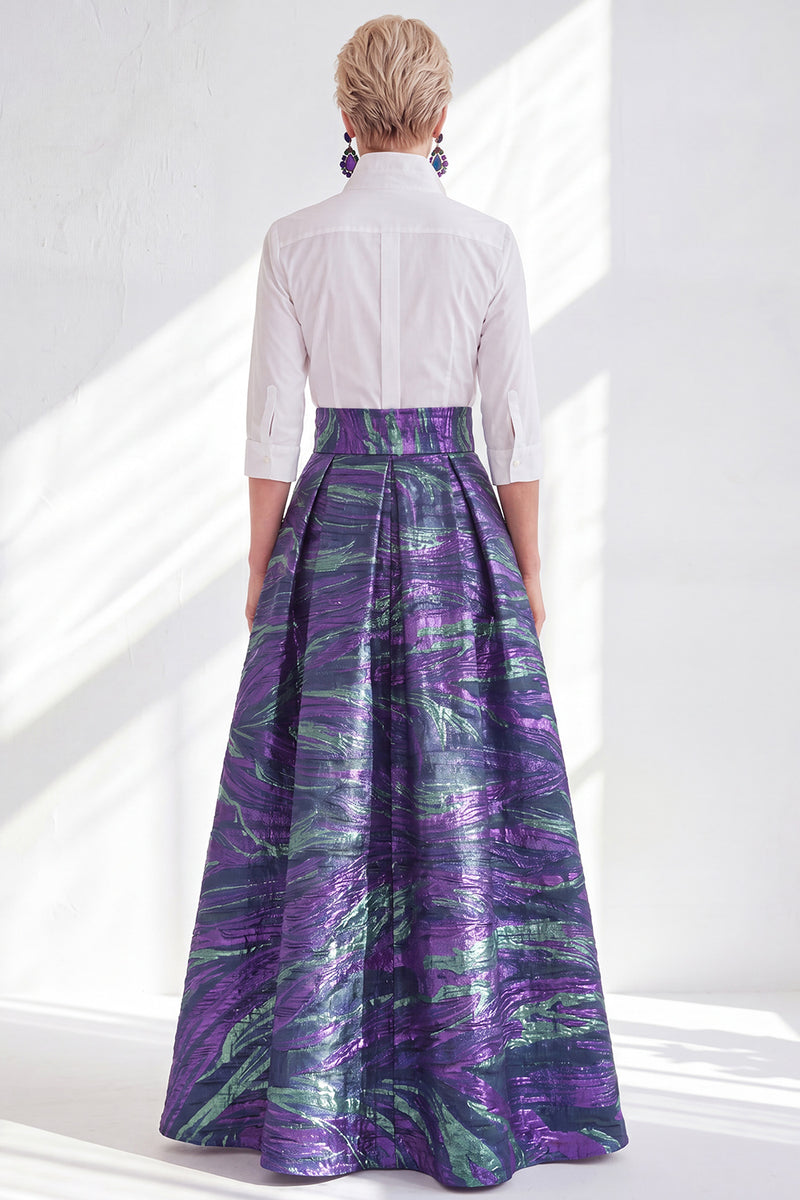 Load image into Gallery viewer, A Line 3/4 Sleeves Blue Pink Flower Long Mother of the Bride Dress