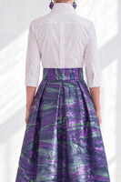 Load image into Gallery viewer, A Line 3/4 Sleeves Blue Pink Flower Long Mother of the Bride Dress