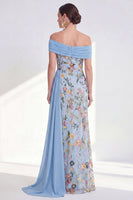 Load image into Gallery viewer, Floral Mermaid Ruffled Green Long Mother of the Bride Dress with Side Cape
