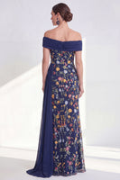 Load image into Gallery viewer, Floral Mermaid Ruffled Green Long Mother of the Bride Dress with Side Cape