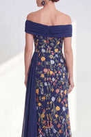 Load image into Gallery viewer, Floral Mermaid Ruffled Green Long Mother of the Bride Dress with Side Cape