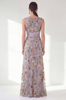 Load image into Gallery viewer, Mermaid Navy Ruched Floral Long Mother of the Bride Dress with Slit