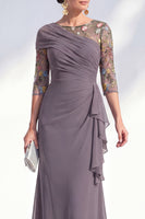 Load image into Gallery viewer, Green Ruched Floral Mermaid Long Mother of the Bride Dress with Ruffles