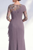 Load image into Gallery viewer, Green Ruched Floral Mermaid Long Mother of the Bride Dress with Ruffles