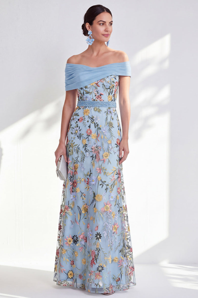 Load image into Gallery viewer, Floral Green Beaded Ruched Long Mother of the Bride Dress