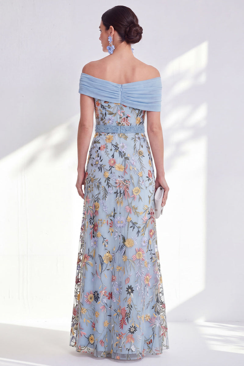 Load image into Gallery viewer, Floral Green Beaded Ruched Long Mother of the Bride Dress