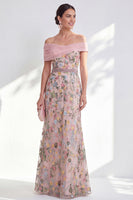 Load image into Gallery viewer, Floral Green Beaded Ruched Long Mother of the Bride Dress