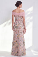 Load image into Gallery viewer, Floral Green Beaded Ruched Long Mother of the Bride Dress