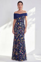 Load image into Gallery viewer, Floral Green Beaded Ruched Long Mother of the Bride Dress