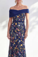 Load image into Gallery viewer, Floral Green Beaded Ruched Long Mother of the Bride Dress