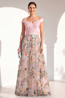Load image into Gallery viewer, Off the Shoulder Floral Green Ruched Long Mother of the Bride Dress