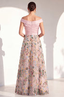 Load image into Gallery viewer, Off the Shoulder Floral Green Ruched Long Mother of the Bride Dress