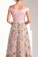 Load image into Gallery viewer, Off the Shoulder Floral Green Ruched Long Mother of the Bride Dress