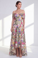 Load image into Gallery viewer, Floral Light Khaki A Line High Low Mother of the Bride Dress