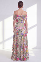 Load image into Gallery viewer, Floral Light Khaki A Line High Low Mother of the Bride Dress