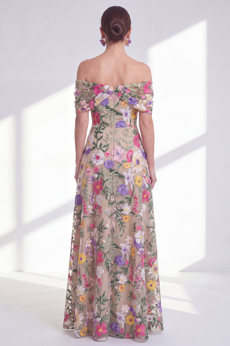 Load image into Gallery viewer, Floral Light Khaki A Line High Low Mother of the Bride Dress