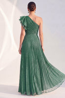 Load image into Gallery viewer, Navy A Line Glitter Ruffled Long Mother of the Bride Dress with Pleats