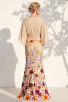 Load image into Gallery viewer, Green Mermaid Long Floral V-Neck Mother of the Bride Dress with Sleeves