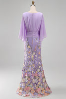 Load image into Gallery viewer, Green Mermaid Long Floral V-Neck Mother of the Bride Dress with Sleeves