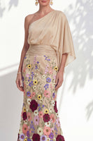 Load image into Gallery viewer, Mermaid Lilac Long Floral One Shoulder Mother of the Bride Dress with Sleeves