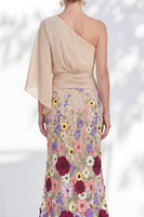 Load image into Gallery viewer, Mermaid Lilac Long Floral One Shoulder Mother of the Bride Dress with Sleeves