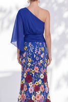 Load image into Gallery viewer, Mermaid Lilac Long Floral One Shoulder Mother of the Bride Dress with Sleeves