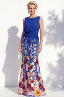 Load image into Gallery viewer, Green Long Floral Ruched Boat Neck Mermaid Mother of the Bride Dress