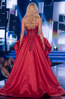 Load image into Gallery viewer, Sparkly Red Mermaid Corset Strapless Long Beaded Evening Dress with Slit