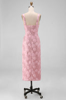 Load image into Gallery viewer, Sparkly Pink Sequin Floral Sheath Maxi Wedding Guest Dress with Slit