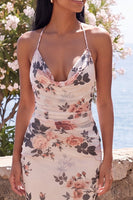 Load image into Gallery viewer, Mermaid Halter Maxi Ivory Floral Beach Wedding Guest Dress