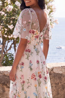 Load image into Gallery viewer, Ivory V-Neck Corset A Line Maxi Floral Wedding Guest Dress
