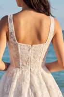 Load image into Gallery viewer, Thick Straps Corset A Line Short Floral Ivory Lace Wedding Dress